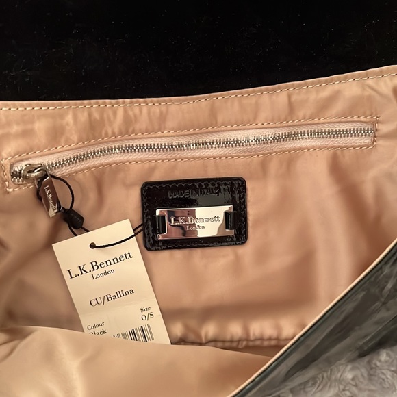 LK Bennett Black Patent Ballina Clutch NWT